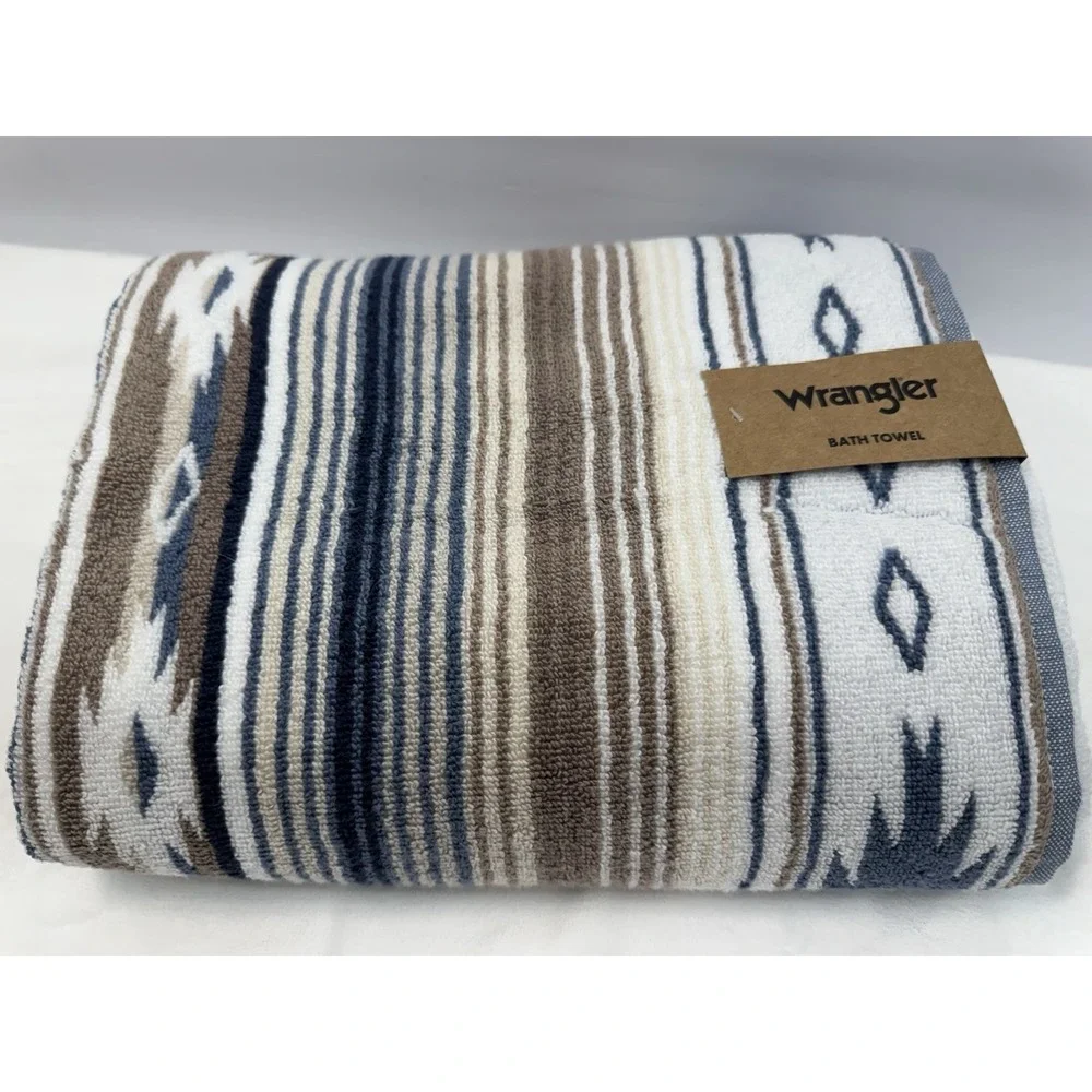 New‎ Wrangler 1 Bath Towel And 4 Washcloths Set Coyote Sands Brown Blue Western